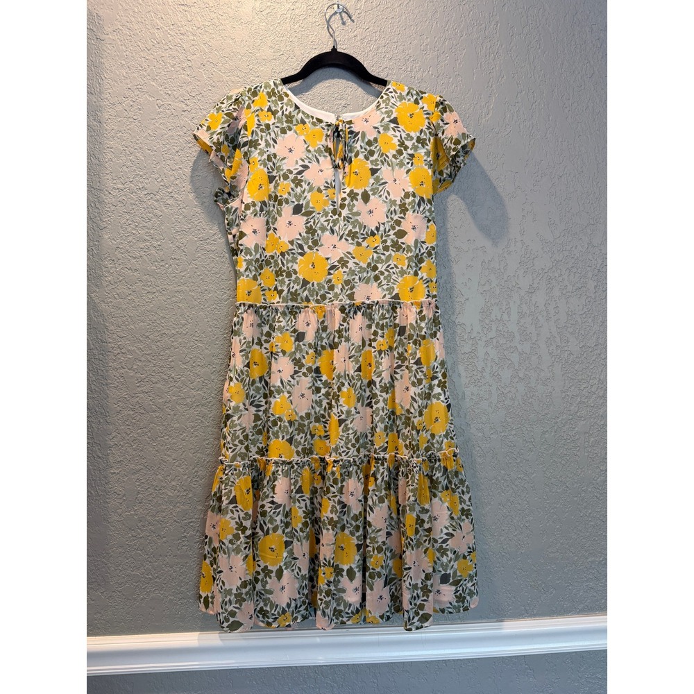 Ann Taylor Factory Yellow Floral Tiered Flutter Sleeve Dress Sz‎ 6 NWT 31895422